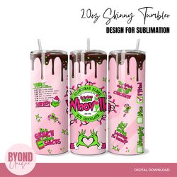 Grinch Inspired Hot Chocolate, 20 oz Skinny Straight Tumbler Sublimation Design Wrap, 300dpi PNG, Instant Download