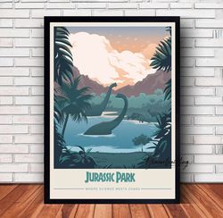 Jurassic Park Movie Poster Canvas Wall Art Family Decor, Home Decor,Frame Option-4