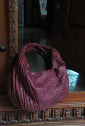 Medium Soft Hobo Classy Sport Woman Stitched Bag | Purse Genuine Python Skin | Wine colour classy purse