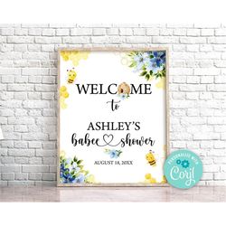 Editable Bee Baby Shower Welcome Sign Mommy to Bee Welcome Sign Honey Bee Baby Shower Welcome Sign Honey Bee Party Showe
