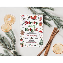 EDITABLE Merry And Bright Christmas Party Invitation Merry And Bright Holiday Party Invitation Christmas Invitation Prin