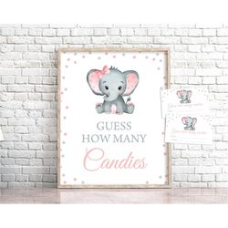 guess how many candies pink elephant baby shower game candies baby shower game girl elephant baby shower sign baby showe