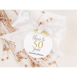 EDITABLE Cheers to 50 Years Favor Tag Gold Glitter Favor Tag 50th Birthday Favor Tag Cheers to 50 Years Sticker Annivers
