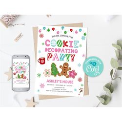 EDITABLE Cookie Decorating Party Invitation, Cookie Party, Cookies and Hot Chocolate Party Invite Hot Chocolate Christma
