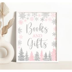 Snowflake Books and Gifts Sign Girl Snowflakes Baby Shower Books and Gifts Sign Christmas Books and Gifts Sign Winter Wo