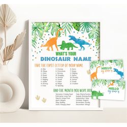 What Is Your Dinosaur Name Game Dinosaur Party Sign Dinosaur Name Game Dinosaur Birthday T-Rex Birthday Party Name Game