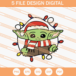 Baby Yoda Christmas Lights SVG, Christmas SVG, Yoda SVG