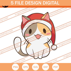 Christmas Cat SVG, Christmas SVG, Santa Cat SVG, Cat SVG