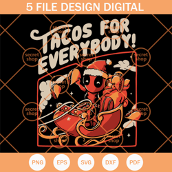 Deadpool Tacos For Everybody SVG, Santa Hat SVG, Christmas Holiday SVG