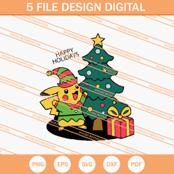Elf Pikachu Christmas Tree SVG, Christmas SVG, Pikachu SVG
