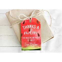 EDITABLE Watermelon Favor Tag, One in a Melon Thank You Tags, Red Watermelon Gift Tags, Watermelon First Birthday, Red O