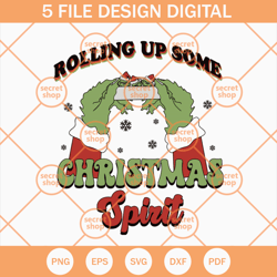 Grinch Rolling Up Some Christmas Spirit SVG, Grinch Santa Hand SVG, Disneyland Christmas SVG