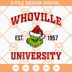 Grinch Whovilie University SVG, Grinch SVG, Christmas SVG, Grinch Face SVG