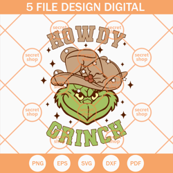 Howdy Grinch SVG, Grinchmas Holiday SVG, Cute Grinch Cartoon SVG