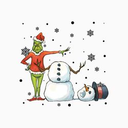 Funny Grinch Santa And Snowman Christmas PNG Download