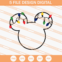 Mickey Mouse With Christmas Lights SVG, Mickey Mouse SVG  .