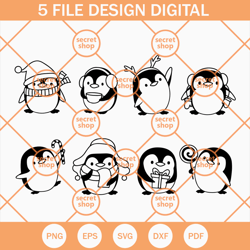 Penguin Christmas Bundle SVG, Penguin Bundle SVG, Penguin SVG, Christmas Penguins SVG
