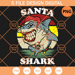 santa shark , horrified shark , shark wear red hat