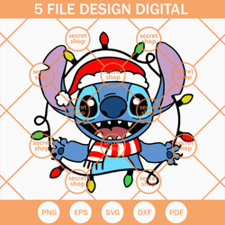 Stitch Christmas Light SVG, Stitch Santa SVG, Christmas SVG
