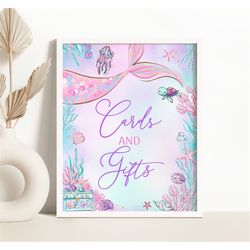 Mermaid Cards and Gifts Sign Pink Mermaid Birthday Little Mermaid Birthday Table Decor Mermaid Birthday Cards and Gifts