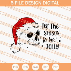 tis the season to be jolly skull santa hat svg, christmas svg