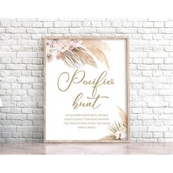 Pampas Grass Pacifier Hunt Baby Shower Sign Pampas Grass Baby Shower Tropical Desert Baby Shower Sign Boho Baby Shower P