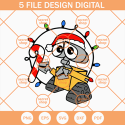 Wall E Christmas Light SVG, Merry Christmas SVG, Wall E SVG, Disney SVG