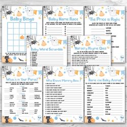 little boo baby shower game package 8 printable halloween baby shower games party pack ghost baby shower games bundle 01