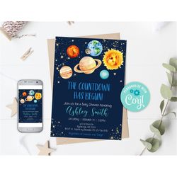 editable space baby shower invitation countdown has begun galaxy  moon planets invitation outer space baby shower invite