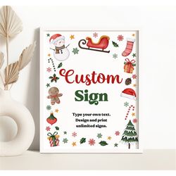EDITABLE Christmas Birthday Party Custom Sign Winter Custom Sign Oh What Fun Christmas Birthday Custom Sign Red and Gree