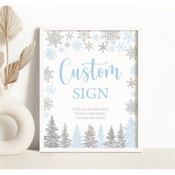 EDITABLE Blue Snowflakes Custom Sign Winter Custom Sign Holiday Baby Shower Custom Sign Snowflake Baby Shower Bridal Sho