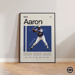 Hank Aaron Poster, Atlanta Braves Poster, Baseball Prints, Sports Poster, MLB Poster, Baseball Wall Art, Sports Bedroom