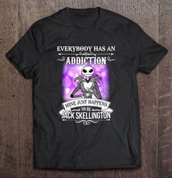 Everybody Has An Addiction Mine Just Happens To Be Jack Skellington Purple Background Shirt