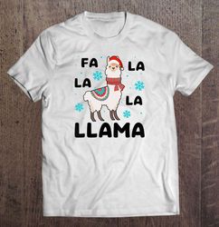 Fa La La La Llama Santa Christmas White Shirt