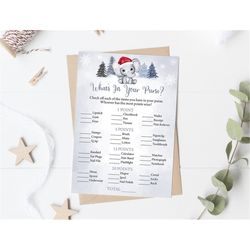 winter elephant what's in your purse baby shower game gender neutral elephant baby shower game snowflake elephant baby s