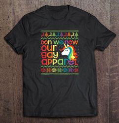 Don We Now Our Gay Apparel Rainbow Unicorn Christmas Gift Top