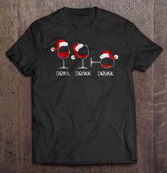 Drink Drank Drunk Funny Glitter Wine Glass Christmas Sweater TShirt
