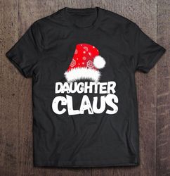 Funny Daughter Claus Christmas Family Santa Red Snow Hat V-Neck T-Shirt