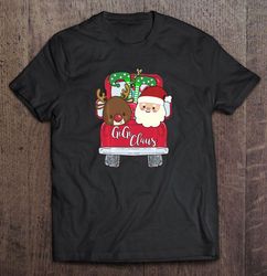 Gigi Claus Reindeer Santa Red Truck Christmas2 V-Neck T-Shirt