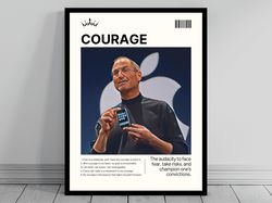 Courage Daily Affirmation Print  Steve Jobs Motivational Poster  Mid Century Modern  Mental Health Men  Manifest Courage