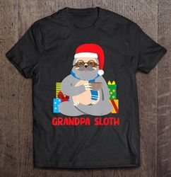 Grandpa Sloth Matching Family Pajama Pj Christmas Gift V-Neck T-Shirt