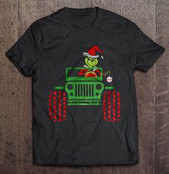 Grinch Driving Jeep Christmas Sweater V-Neck T-Shirt