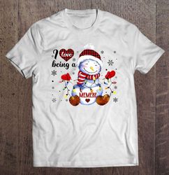 I Love Being A Memere Snowman Plaid Christmas TShirt Gift