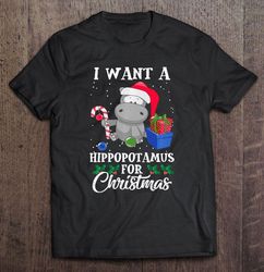 i want hippopotamus for christmas gift box shirt