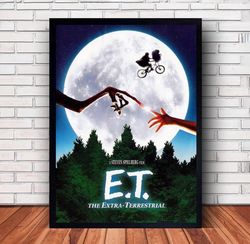 ET The Extra Terrestrial Movie Poster Canvas Wall Art Family Decor, Home Decor,Frame Option