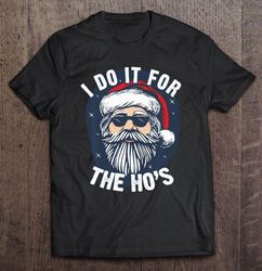 I Do It For The Hos Santa Claus With Glasses Sparkle Christmas Gift Top