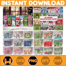 60 Files 3D Inflated Christmas Tumbler Wrap Design Download PNG, 20 Oz Digital Tumbler Wrap PNG Instant Download