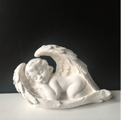 A fabulous Handmade Angel Baby Gypsum Statue | White color 4.0 inch | Made in Russia