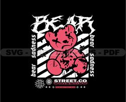 Pinky Teddy Bear Stretwear, Teddy Bear Tshirt Design, Streetwear Teddy Bear PNG, Urban, DTG, DTF 102