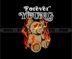 Forever Young Teddy Bear Stretwear, Teddy Bear Tshirt Design, Streetwear Teddy Bear PNG, Urban, DTG, DTF 31